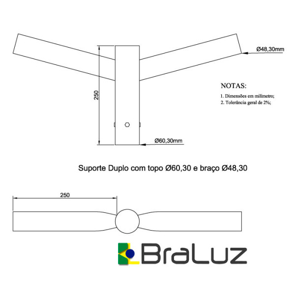 Suporte para Luminária Duplo - 6048