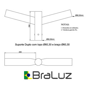 Suporte para Luminária Duplo - 6060