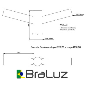 Suporte para Luminária Duplo - 7660