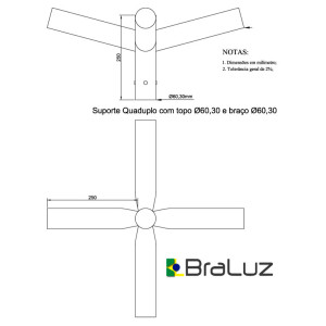 Suporte para Luminária Quadruplo - 6060