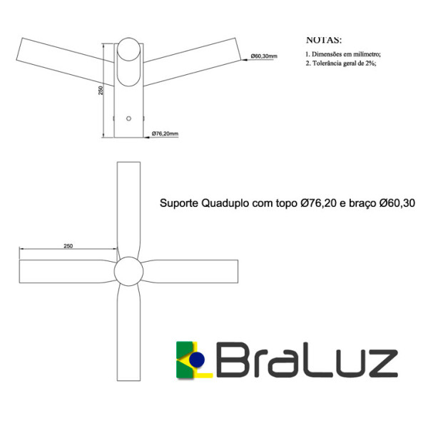 Suporte para Luminária Quadruplo 7660