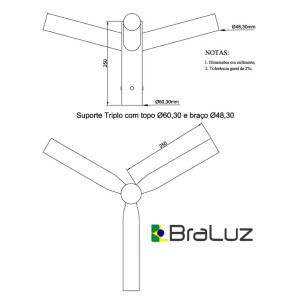 Suporte para Luminária Triplo - 6048