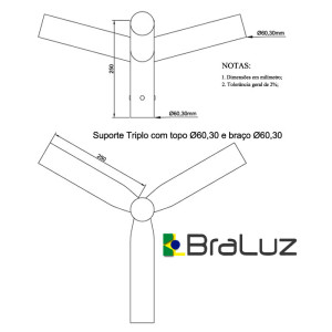 Suporte para Luminária Triplo - 6060