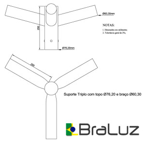 Suporte para Luminária Triplo - 7660