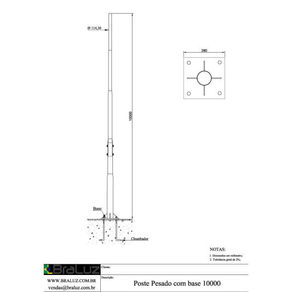 Poste Pesado com Base 10m