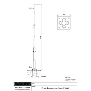 Poste Pesado com Base 15m